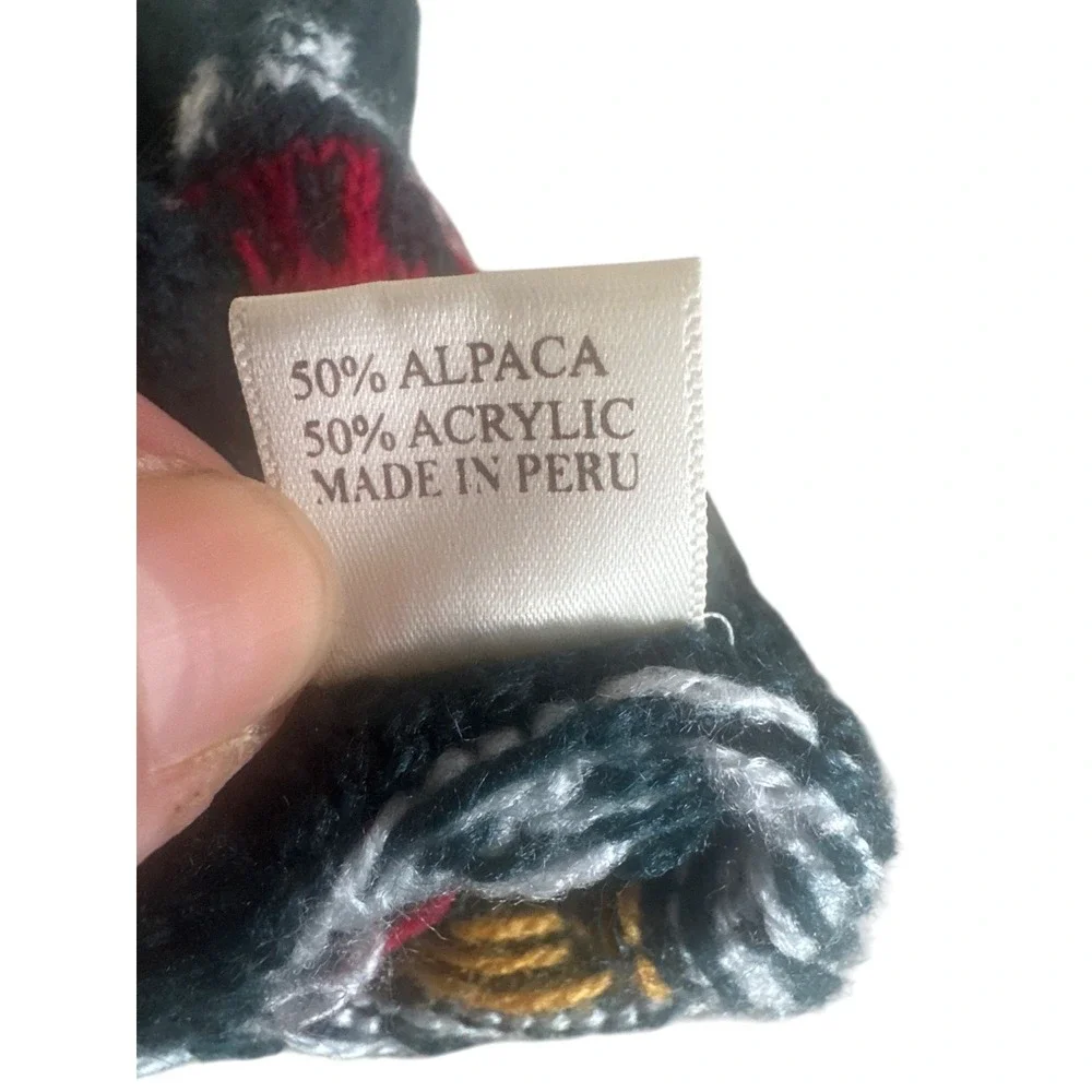 Handmade SanYork Alpaca & Acrylic Knit Gloves With Colorful Llama Design